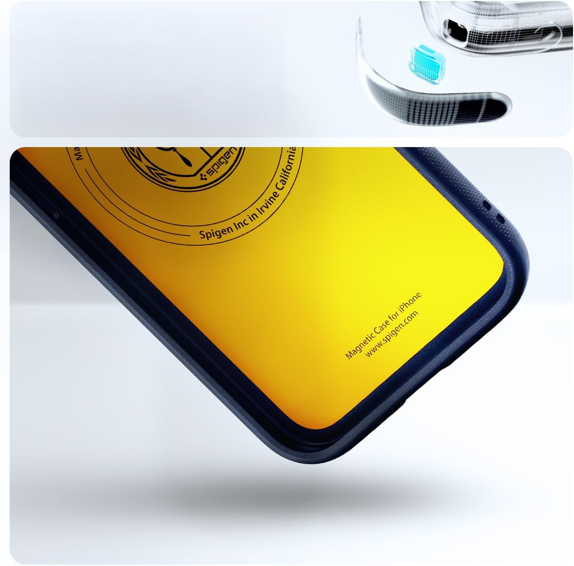 Etui Spigen Nano Pop Mag do MagSafe do Apple iPhone 16e, granatowo-żółte